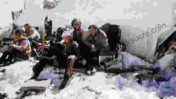 A Group Of Survivors Of The Andes Plane Crash Gather Around A Makeshift Cross In The Snow. Miracle In The Andes: 72 Days On The Mountain And My Long Trek Home