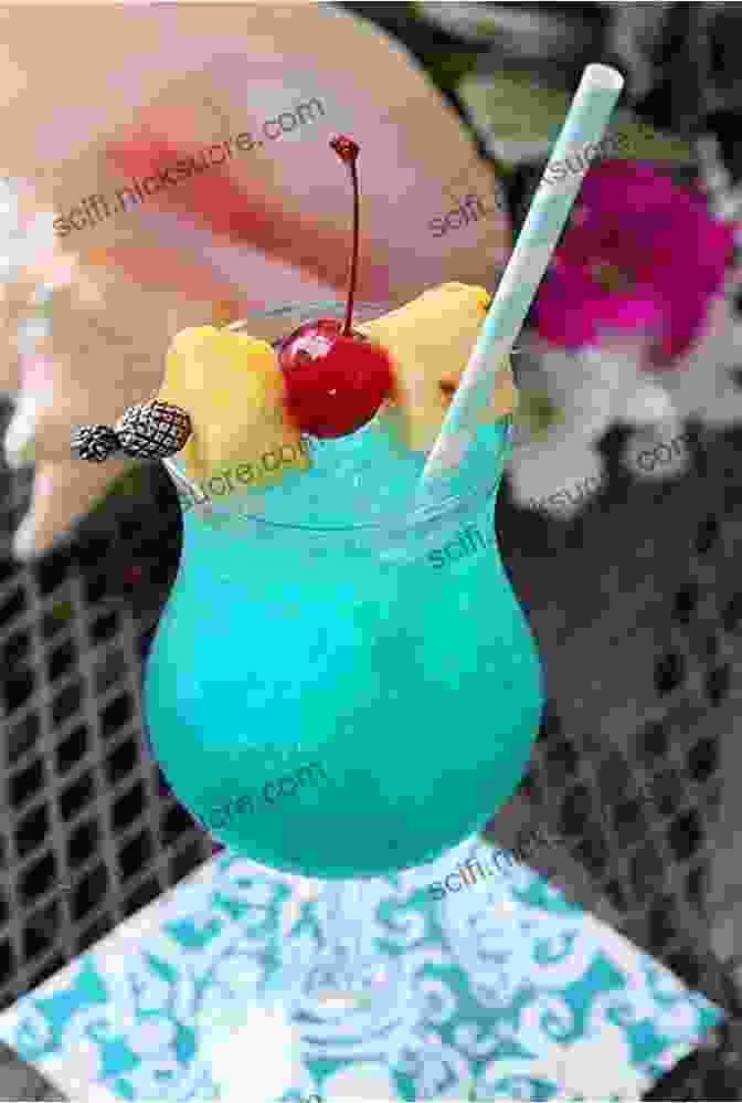 Cerulean Blue Hawaii Cocktail, Garnished With A Pineapple Wedge And Cherry, Showcasing The Vibrant And Exotic Flavors Of Hawaiian Cocktails. Easy Tropical Cooking: Delicious Caribbean Island And Hawaiian Recipes