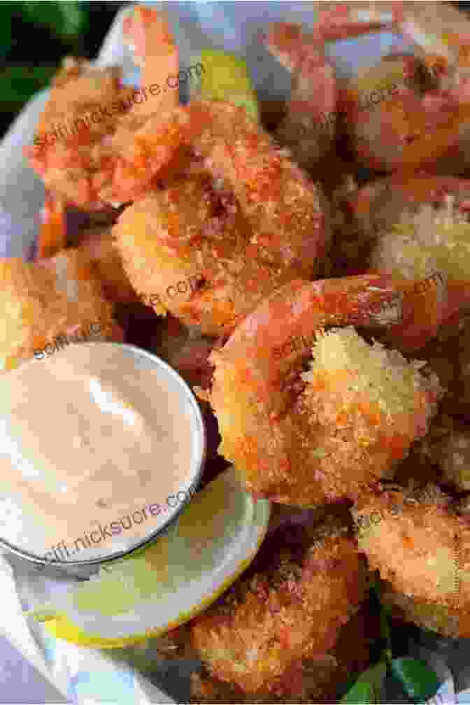 Crispy Coconut Shrimp Delicately Nestled On A Bed Of Vibrant Mango Salsa, Showcasing The Fusion Of Caribbean And Tropical Fruits. Easy Tropical Cooking: Delicious Caribbean Island And Hawaiian Recipes